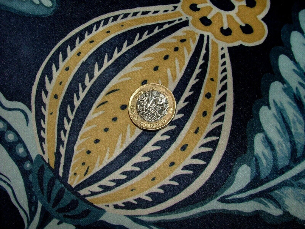 Arts And Crafts Pomegranate Navy Blue Velvet Fabric Curtain Upholstery Cushion