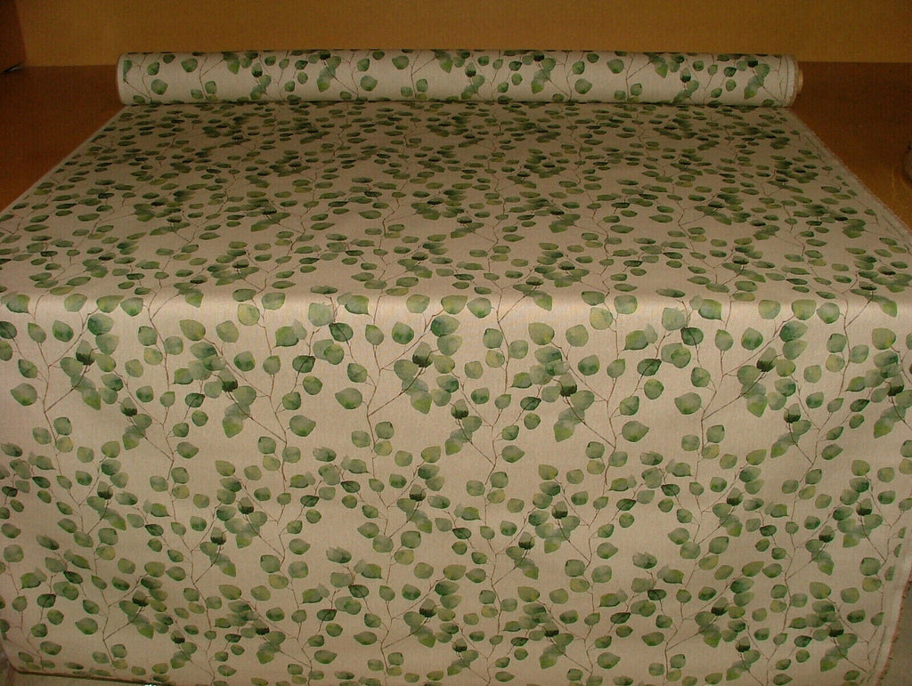 Eucalyptus Tree Leaf Green Linen Cotton Fabric Curtain Cushion Upholstery Craft