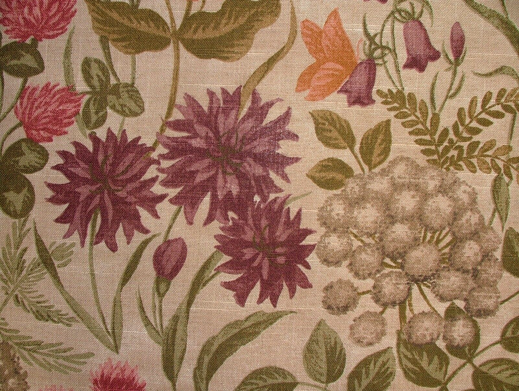 3.4 Metres iLiv Field Flowers Copper Linen Mix Fabric Cushion Curtain Upholstery