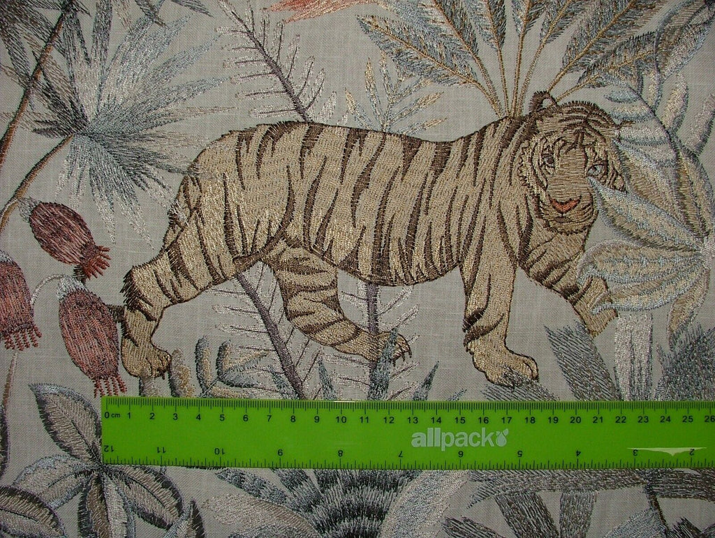 Tropical Forest Tiger Oasis Embroidered  Fabric Curtain Upholstery Cushion