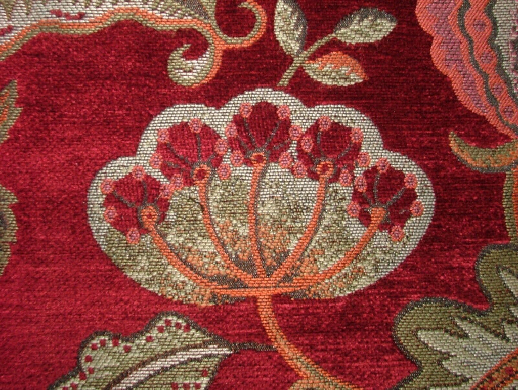 Summer Fruits Ruby Thick Plush Chenille Fabric Curtain Cushion Upholstery Throws