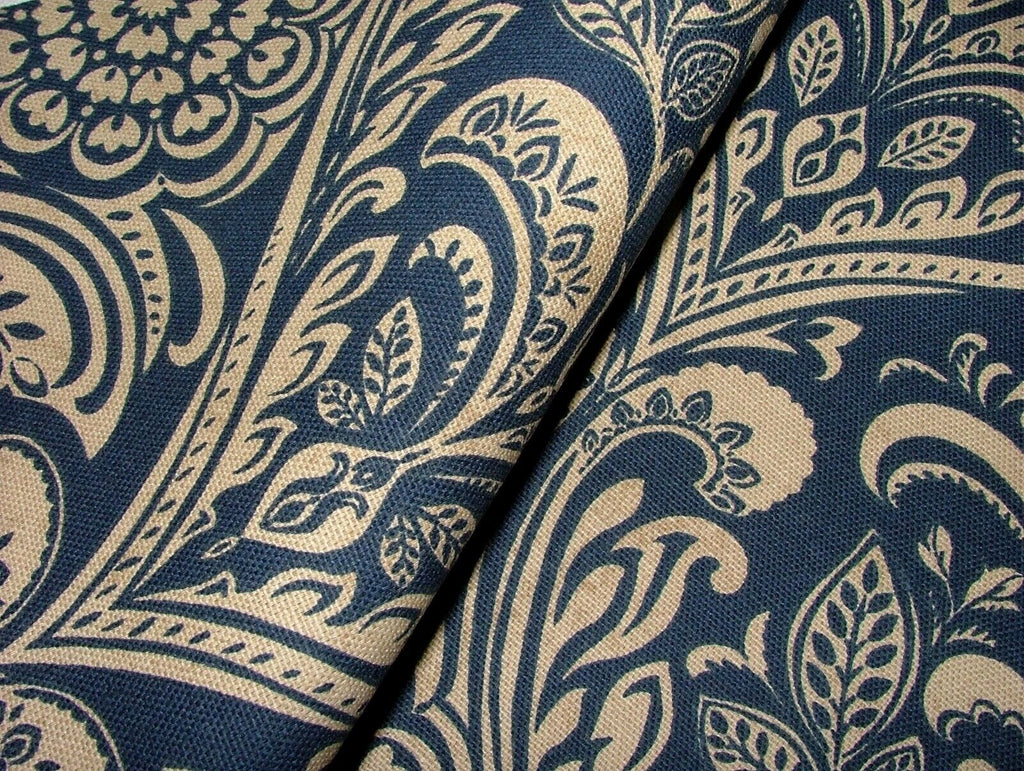 Windermere Indigo Blue Cotton Curtain Upholstery Cushion Roman Blind Fabric