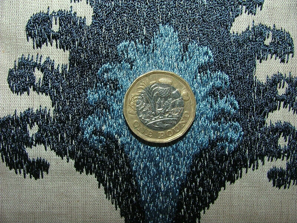 2.6 Metres Ashiki Navy Moroccan Ikat Embroidered Fabric Curtain  Cushion Blind