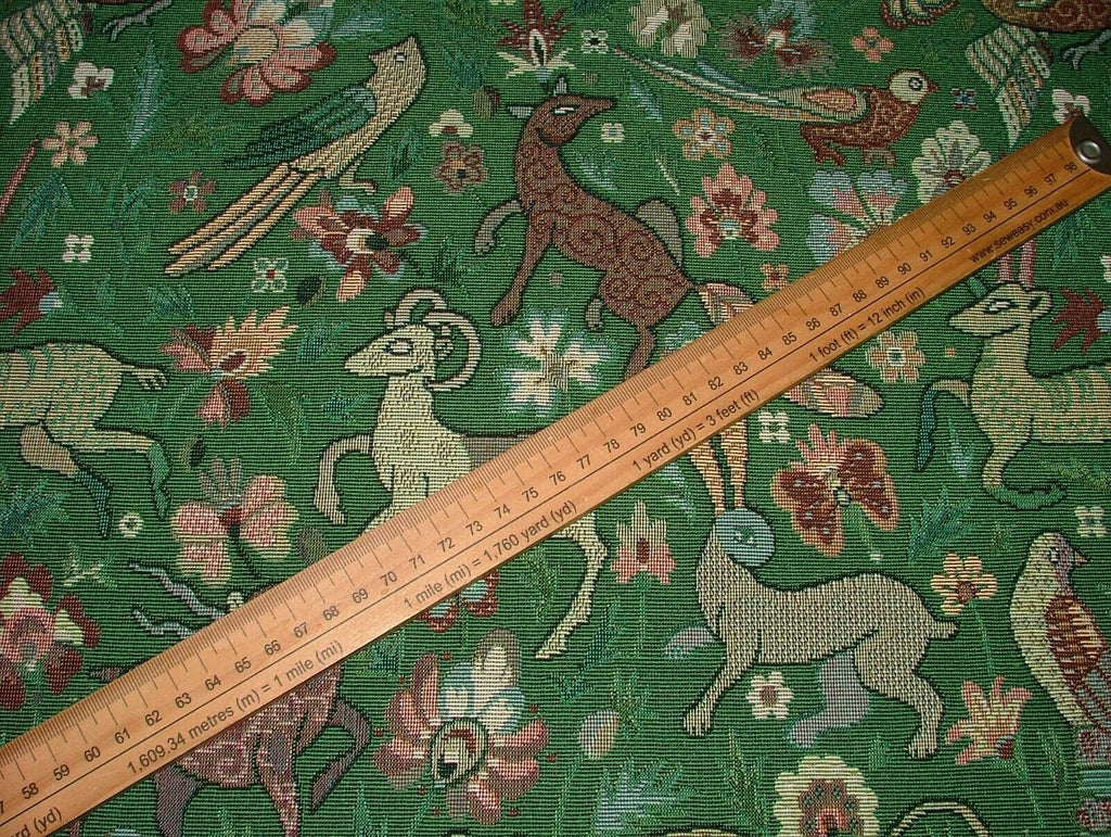 Tudor Forest Tapestry Green Fabric Curtain Upholstery Cushions Table Runner