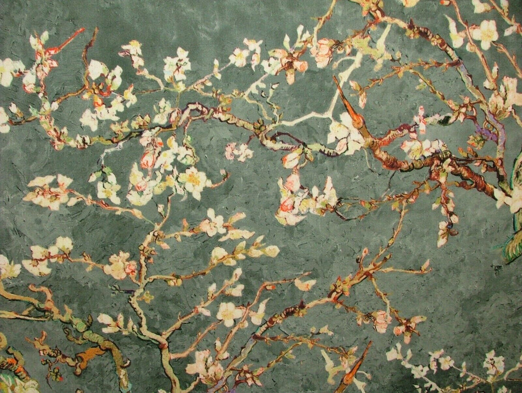 Japanese Cherry Blossom Tree Grey Velvet Fabric Curtain Upholstery Cushion Use