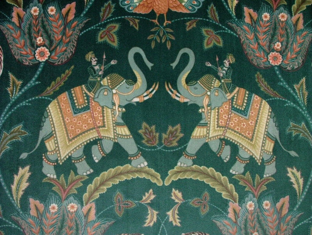 Indian Elephant Tiger Ocean Velvet Fabric Curtain Upholstery Cushion