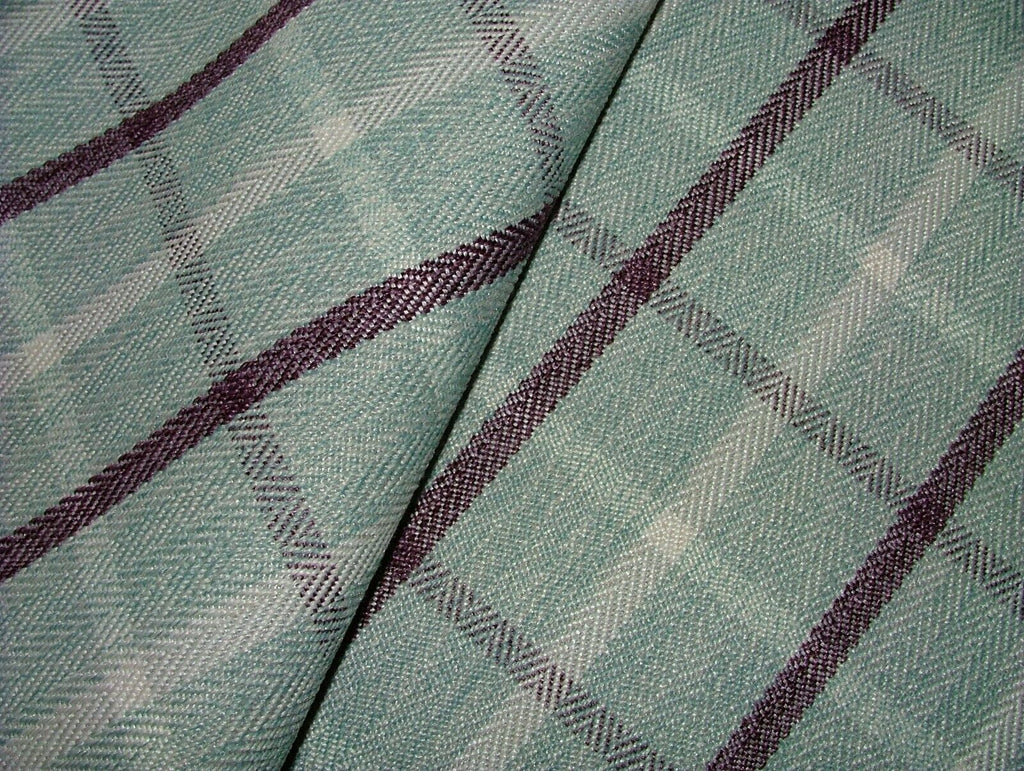 Duckegg Mulberry Herringbone Check Tartan Fabric Upholstery Cushion Curtain