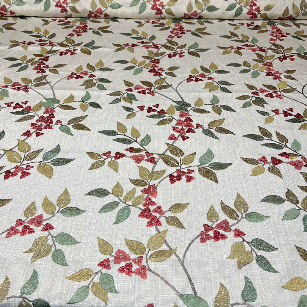 2,9M iLiv Bougainvillier Paprika Tissu Floral Brodé Rideau Rembourrage10