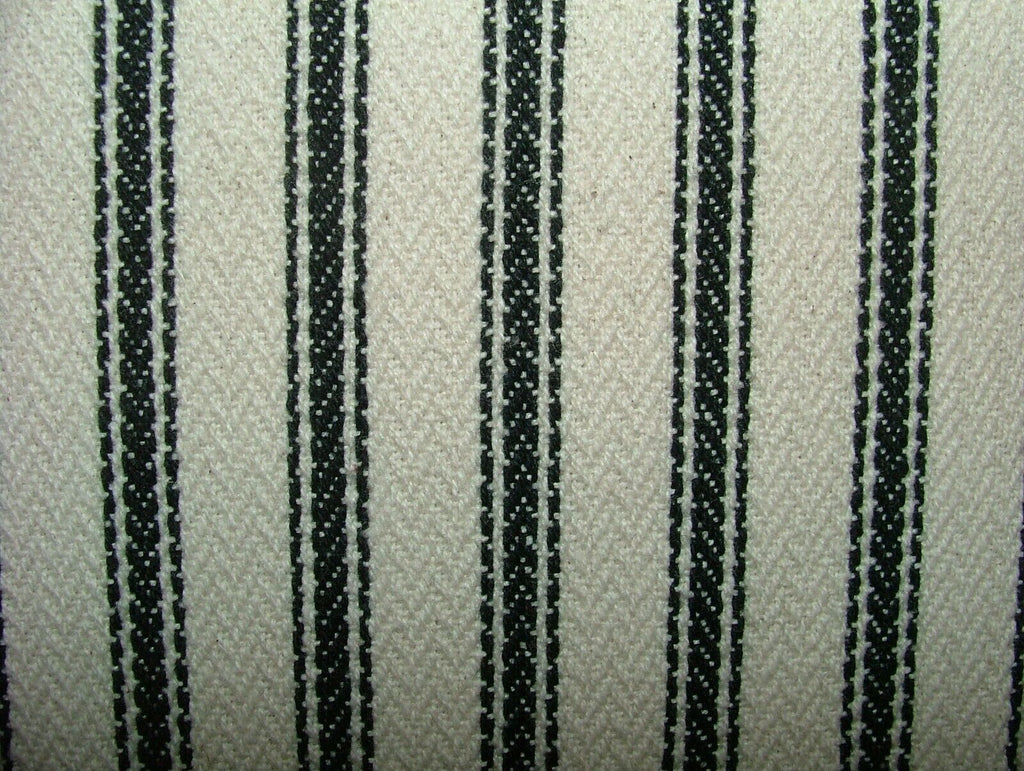 Harrogate Herringbone Black Cream Cotton Ticking Curtain Upholstery Fabric