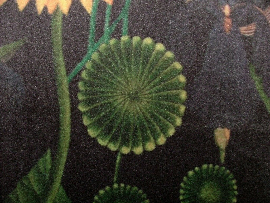 Fantasy Sunflower Noir Black Velvet Fabric Curtain Upholstery Cushion Blind Use