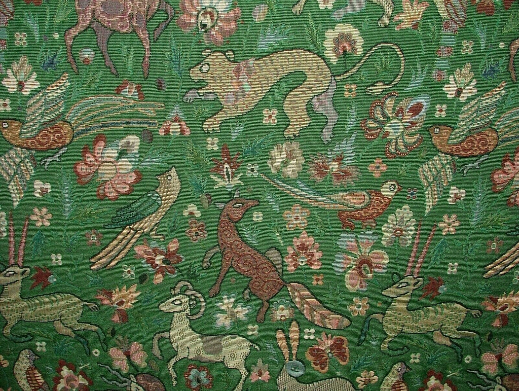 Tudor Forest Tapestry Green Fabric Curtain Upholstery Cushions Table Runner