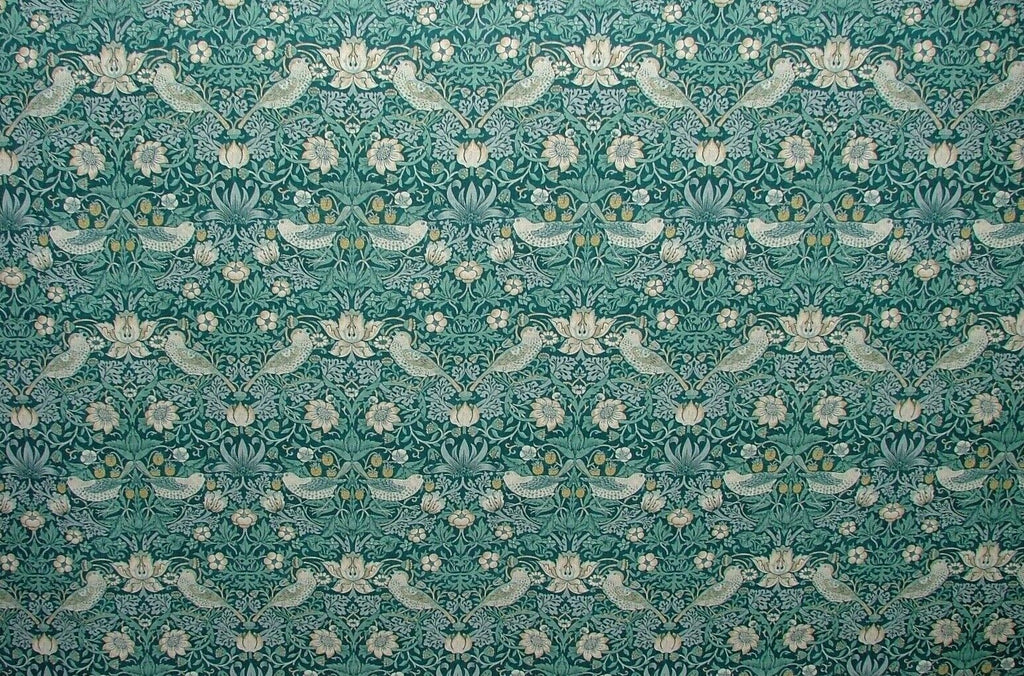 William Morris Strawberry Thief Teal Cotton Curtain Upholstery Cushion Fabric