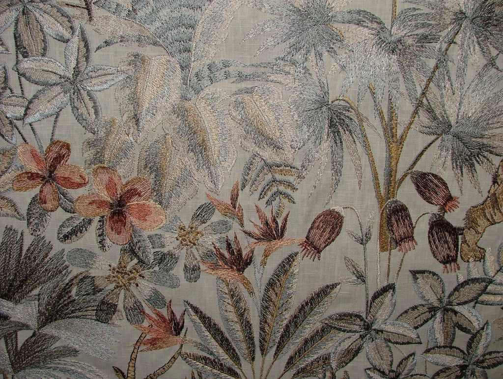 Tropical Forest Tiger Oasis Embroidered  Fabric Curtain Upholstery Cushion