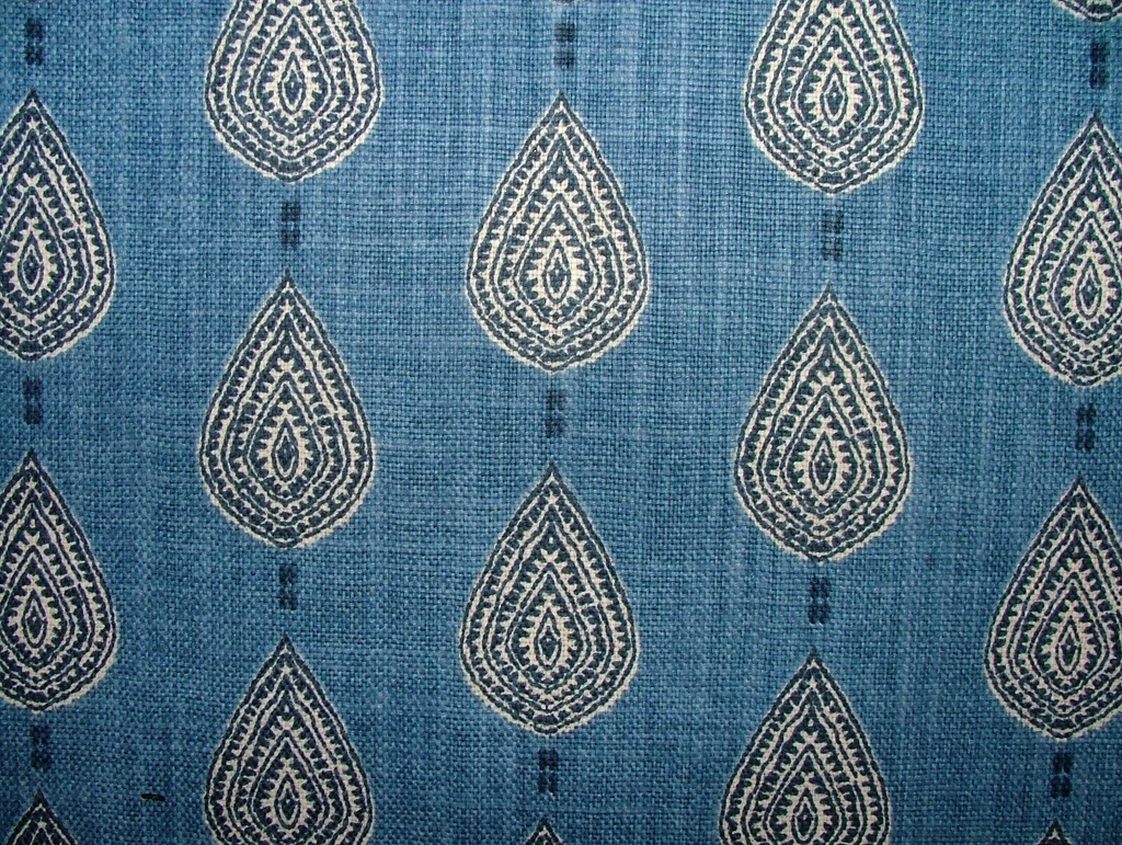 3 Metres iLiv Indo Batik Blue Leaf Cotton Fabric Cushion Curtain Upholstery