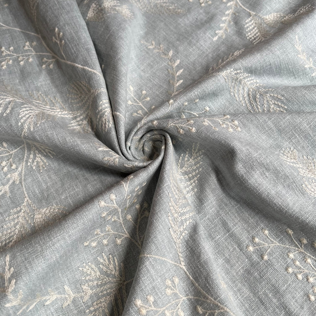 2 Metres iLiv Harper Eau De Nil Premium Embroidered Fabric Curtain Upholstery10