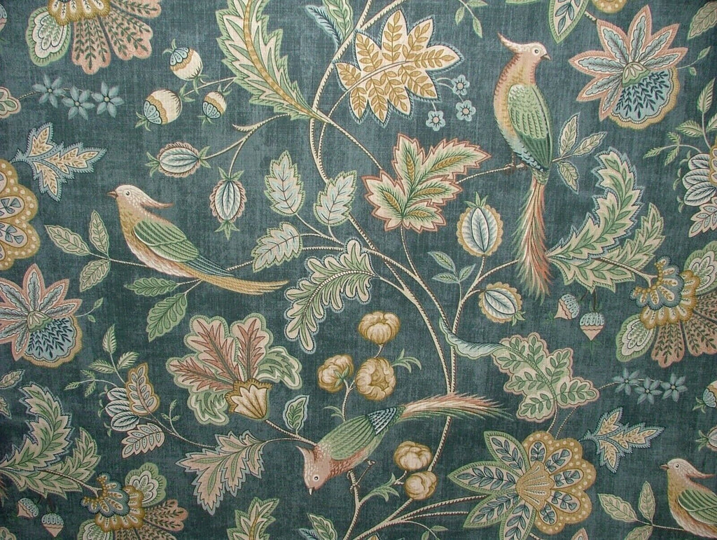 Chanterelle Mirage Ornate Bird Floral Cotton Curtain Upholstery Cushion Fabric