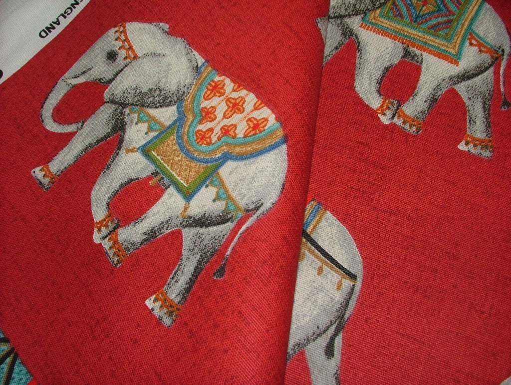 Jaipur Indian Elephant Rosso 100% Cotton Curtain Upholstery Cushion Blind Fabric