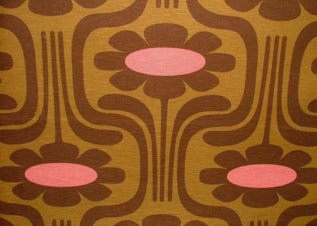 2 Metres Orla Kiely - Slub Cotton Fabric - CLIMBING DAISY OCHRE TAN