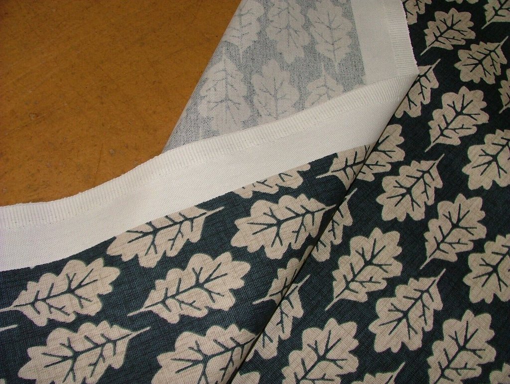 2.2 Metre iLiv Oak Leaf Midnight Blue Cotton Fabric Cushion Curtain Upholstery