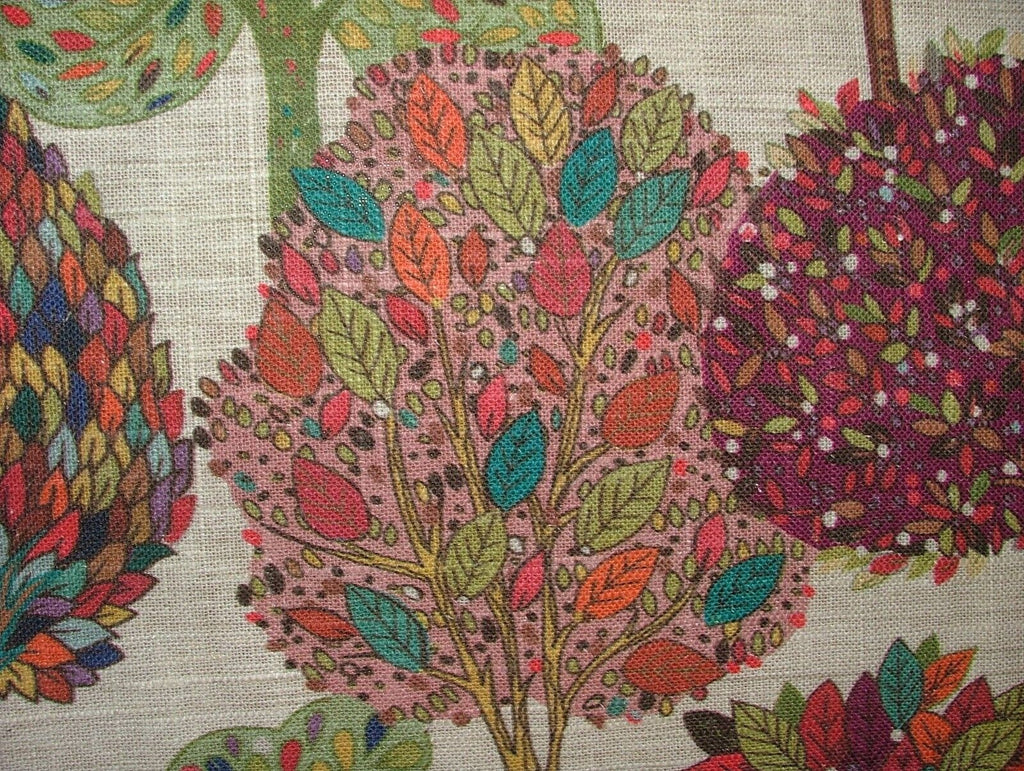 Foliage Fall Trees Mulberry Linen Blend Curtain Upholstery Cushion Blind Fabric