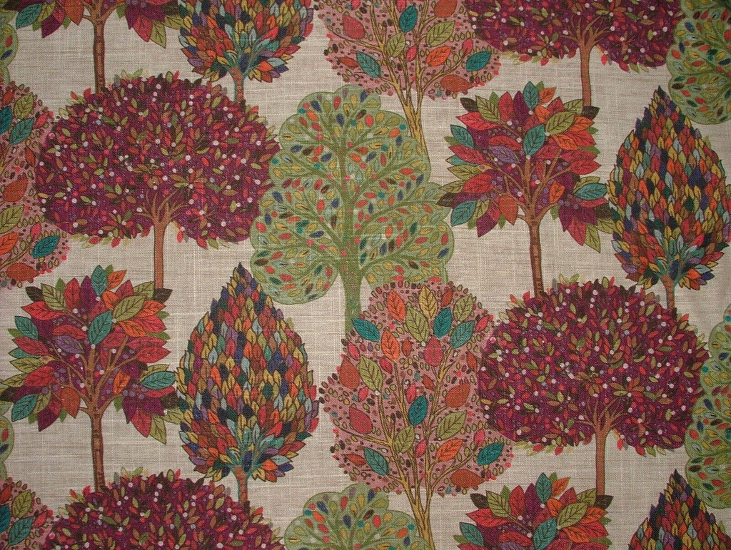 Foliage Fall Trees Mulberry Linen Blend Curtain Upholstery Cushion Blind Fabric