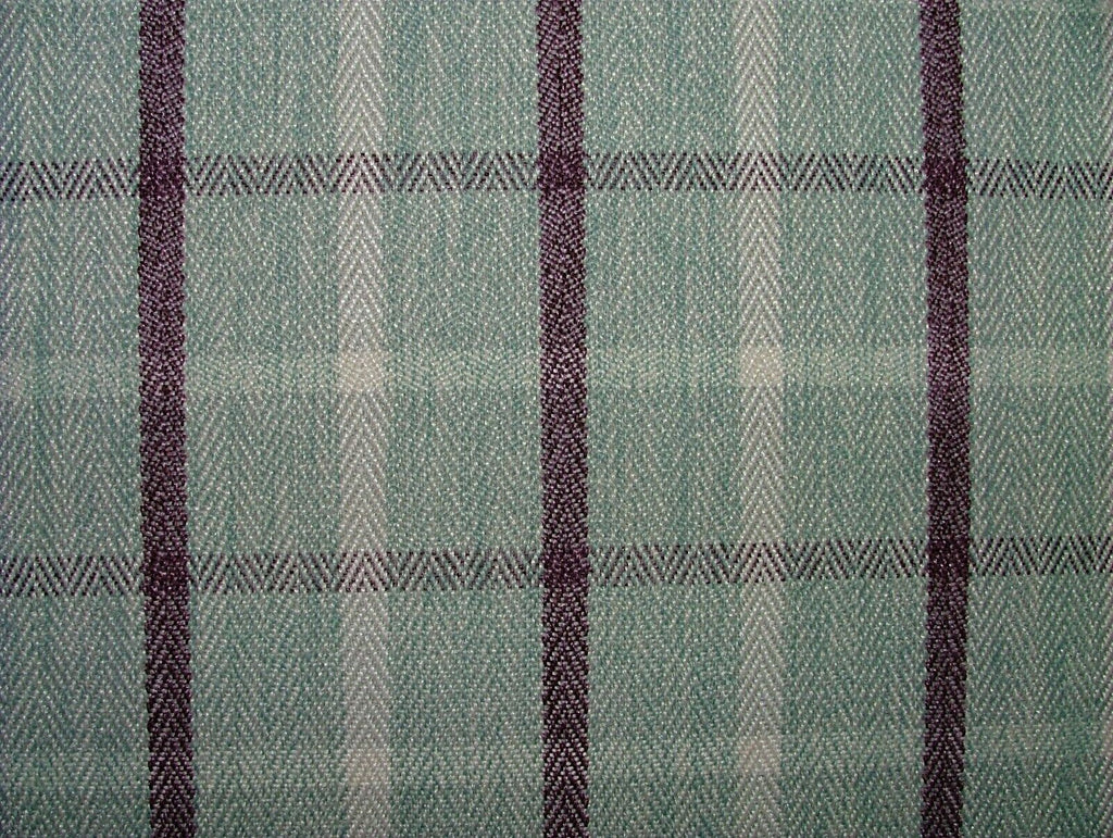 Duckegg Mulberry Herringbone Check Tartan Fabric Upholstery Cushion Curtain