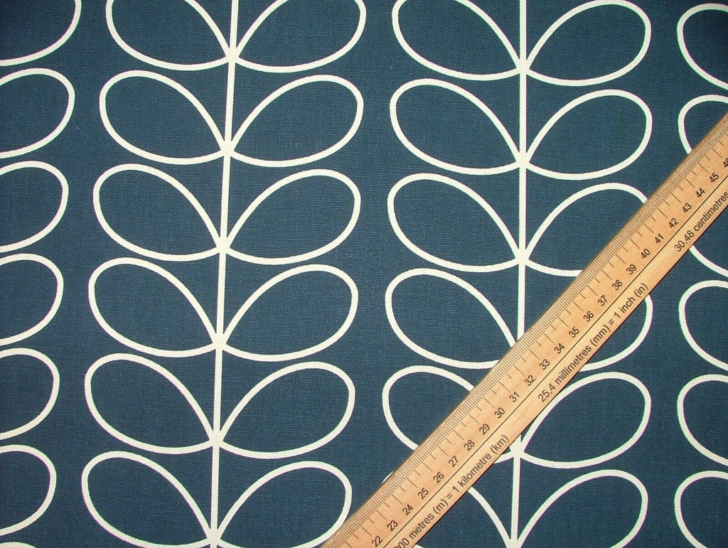 Designer Orla Kiely Linear Stem Whale Navy Blue Curtain Upholstery Craft Fabric