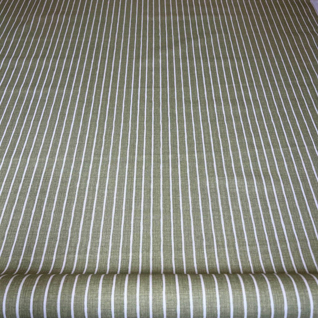 3.5 Metre iLiv Pencil Stripe Pistachio Green Woven Cotton Fabric Cushion Curtain