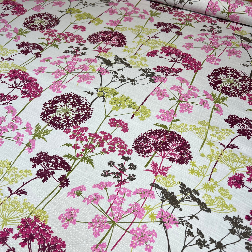 iLiv Cotton Curtain Fabric 5 Metres Hedgerow Magenta Upholstery Cushion Blind6