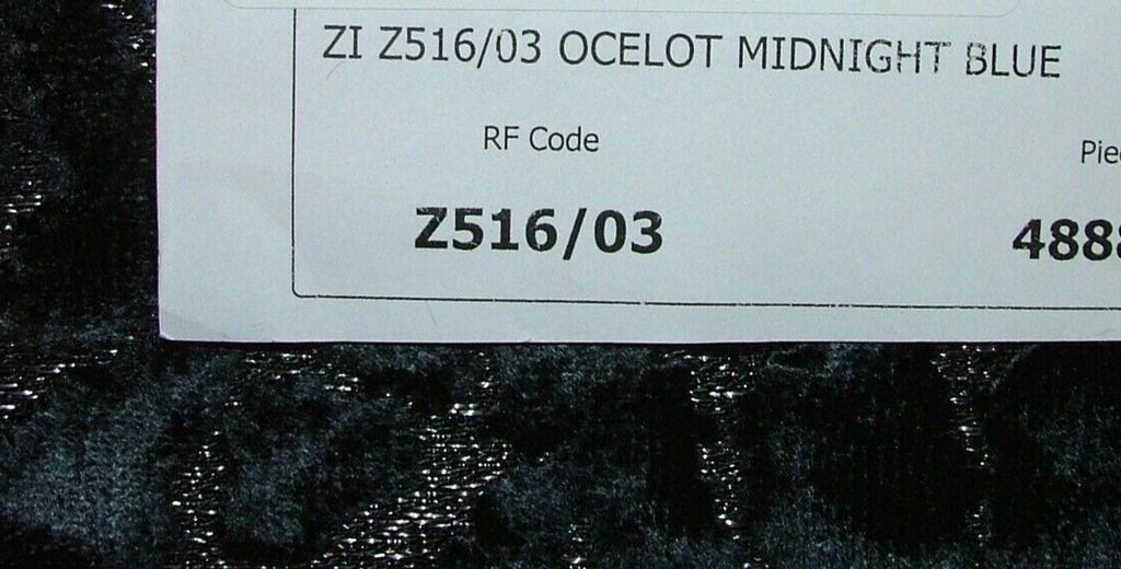 1 Metre Romo Ocelot Midnight Blue Velvet Fabric Upholstery Cushion RRP £180.00