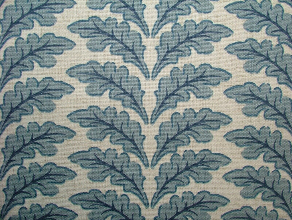 Morris Leaf Delft Blue Cotton Curtain Upholstery Cushion Roman Blind Fabric