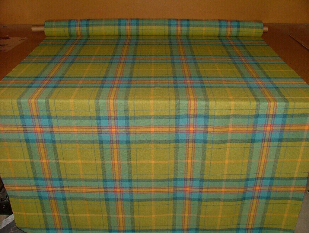 100% Shetland Wool Blue Pistachio Tartan Check Upholstery Curtain Cushion Fabric