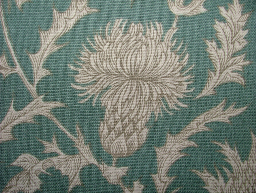 1.6m iLiv Carlina Teal Scottish Thistle Cotton Curtain Upholstery Cushion Fabric