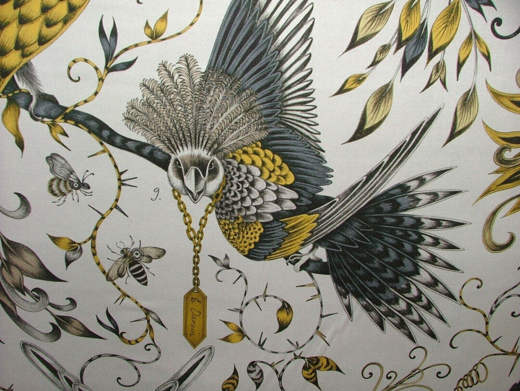 Emma J Shipley Fabric Audubon Gold Cotton Curtain Upholstery Cushion Fabric