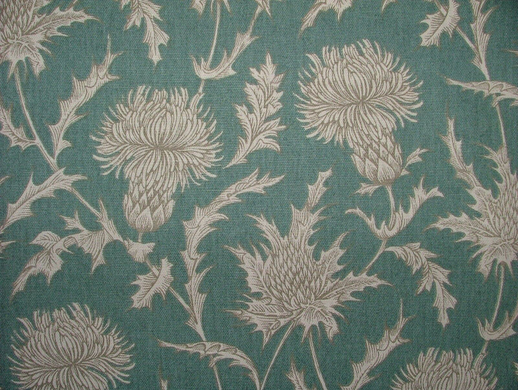 Highland Thistle Teal 100% Cotton Curtain Upholstery Cushion Roman Blind Fabric