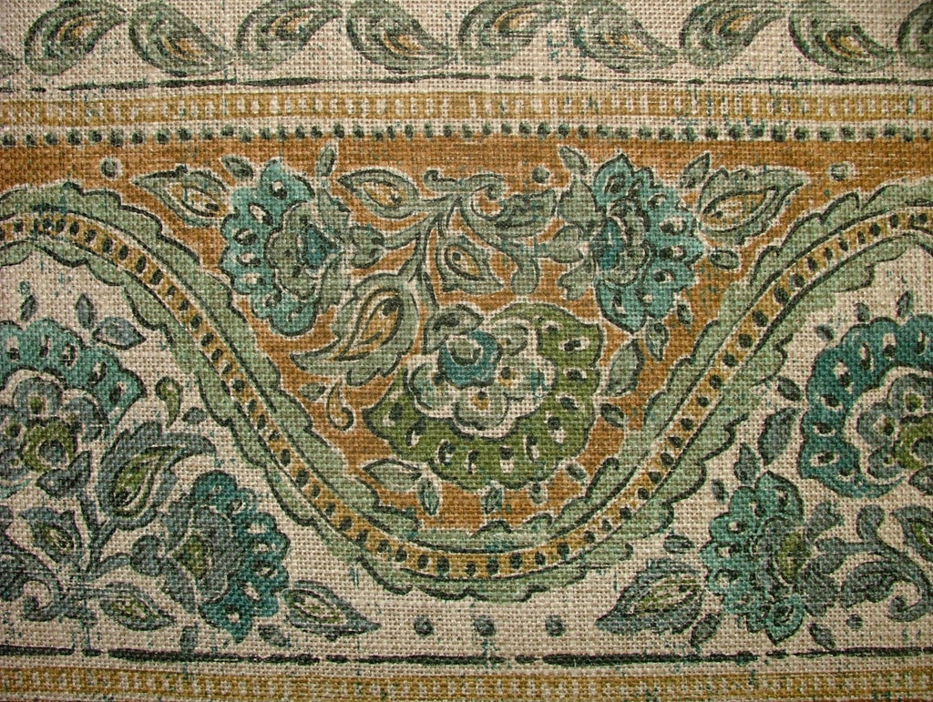 1 Metre Sari Turmeric Linen Blend Fabric - Curtain Upholstery Cushion Headboards4