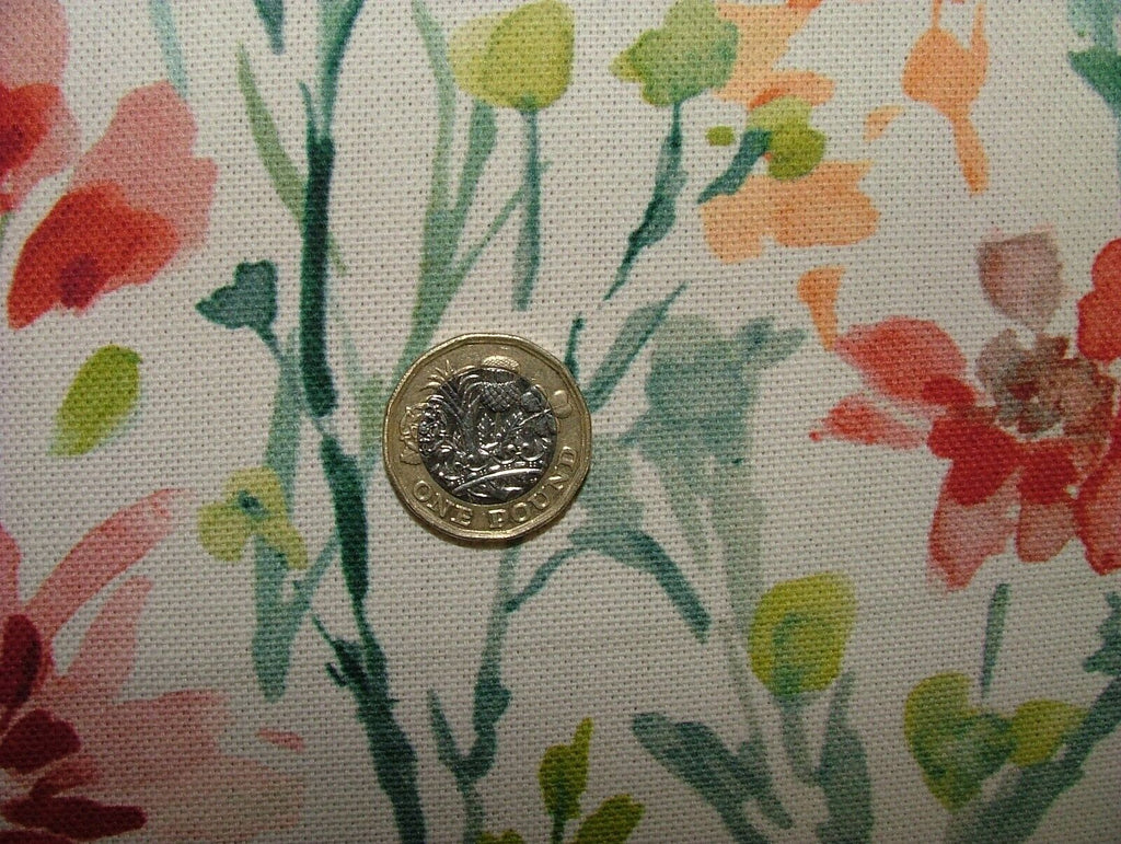 4.3 Metres iLiv Wild Flowers Clementine Cotton Fabric Cushion Curtain Upholstery