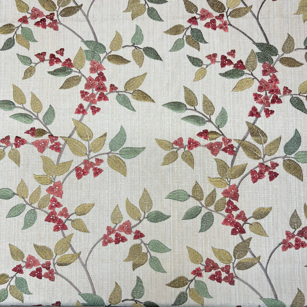 2,9M iLiv Bougainvillier Paprika Tissu Floral Brodé Rideau Rembourrage4