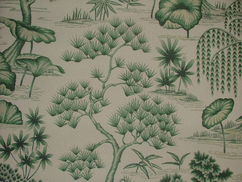 Japanese Oriental Tree Green Jacquard Fabric Curtain Upholstery Cushion Blind