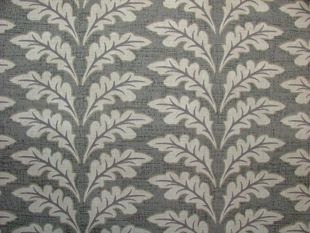 10m Morris Leaf Granite Grey Cotton Curtain Upholstery Cushion Blind Fabric