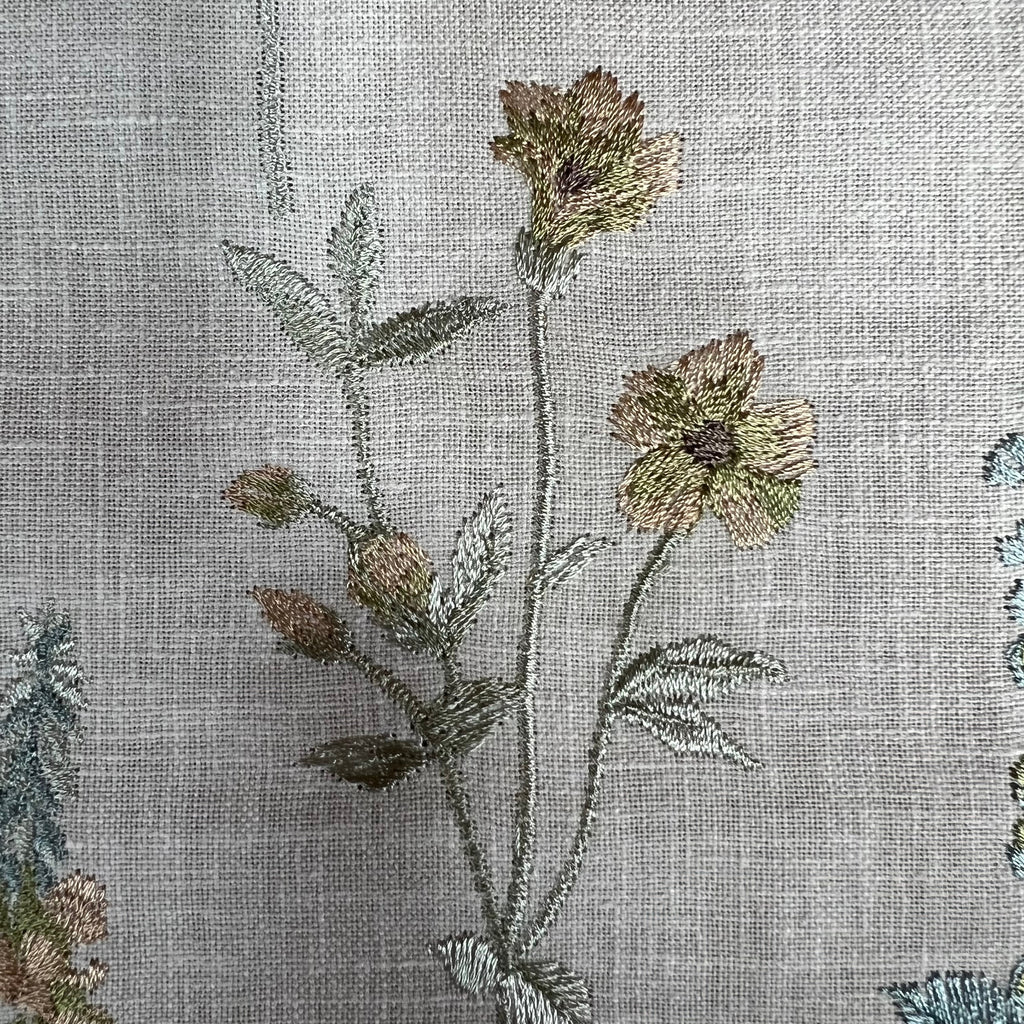 iLiv Embroidered Curtain Fabric 1.8 Metres Cottage Garden Seaspray Upholstery9