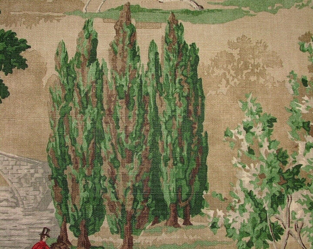 Sanderson Tally Ho Evergreen Crimson Hunting Horse Fabric Curtain Upholstery Use