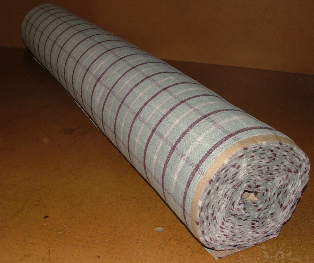 Duckegg Mulberry Herringbone Check Tartan Fabric Upholstery Cushion Curtain