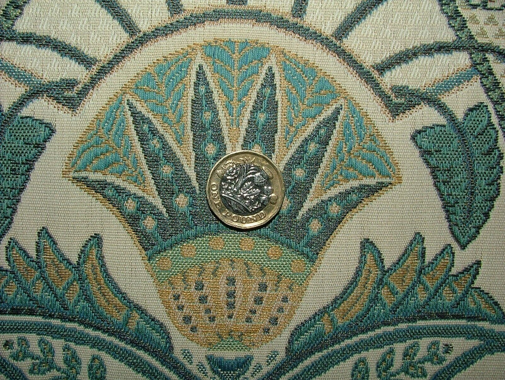 Art Deco Madison Prussian Blue Thick Jacquard Curtain Upholstery Cushion Fabric