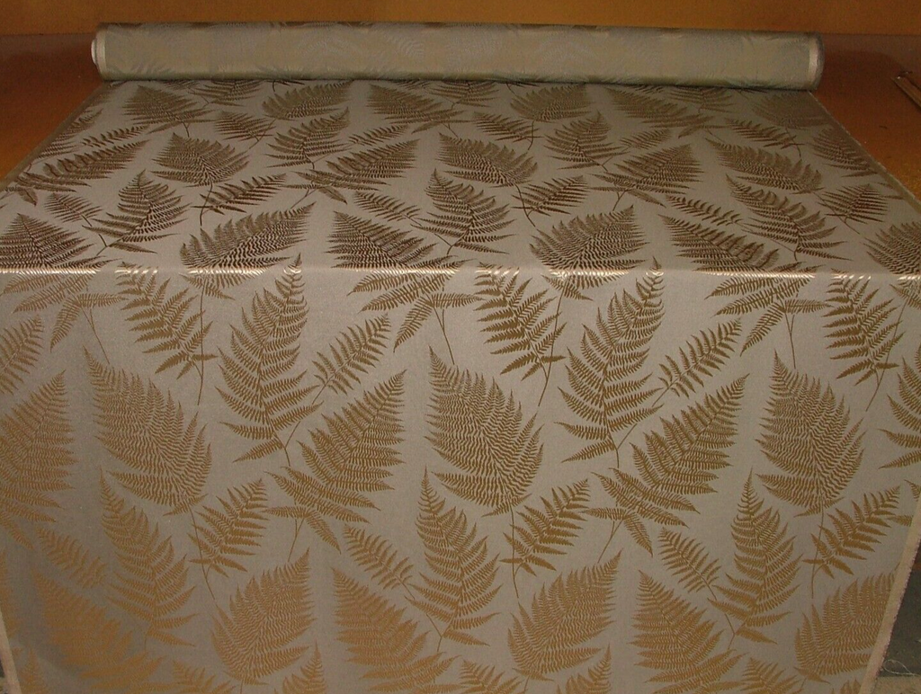 16 Metre Gold Pewter Fern Jacquard Fabric Curtain Cushion Upholstery RRP £608.00