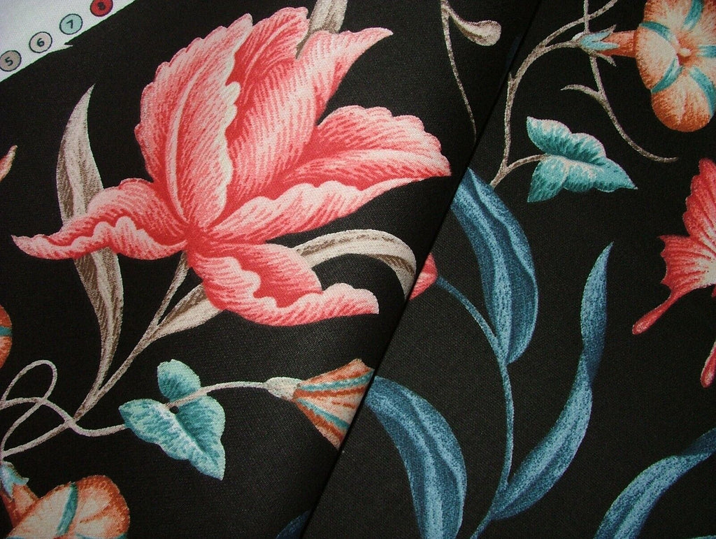 7.5 Metres iLiv Fontaine Onyx Floral Cotton Fabric Cushion Curtain Upholstery