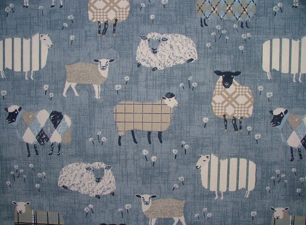 3.3 Metre iLiv Baa Baa Denim 100% Cotton Fabric Cushion Curtain Upholstery