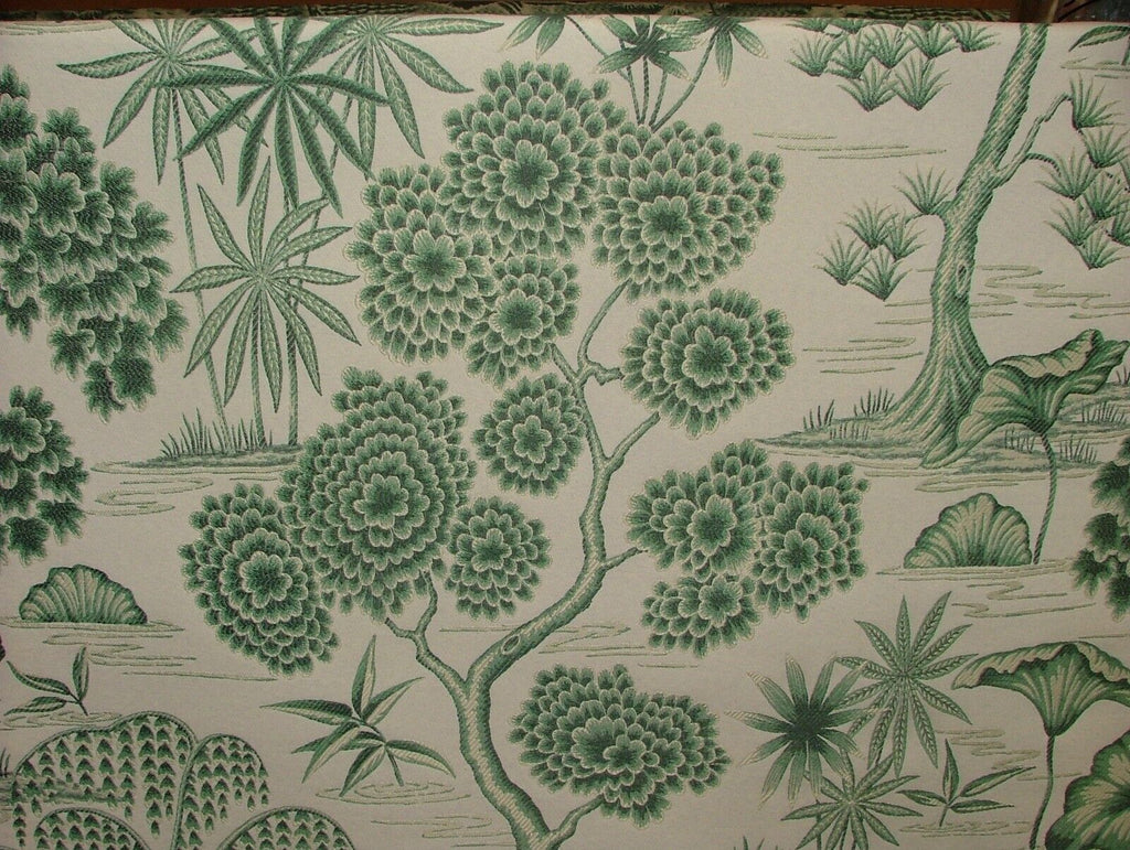 Japanese Oriental Tree Green Jacquard Fabric Curtain Upholstery Cushion Blind