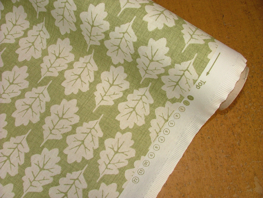 5 Metres Oak Leaf Pistachio Green Woven Cotton Fabric Cushion Curtain Upholstery