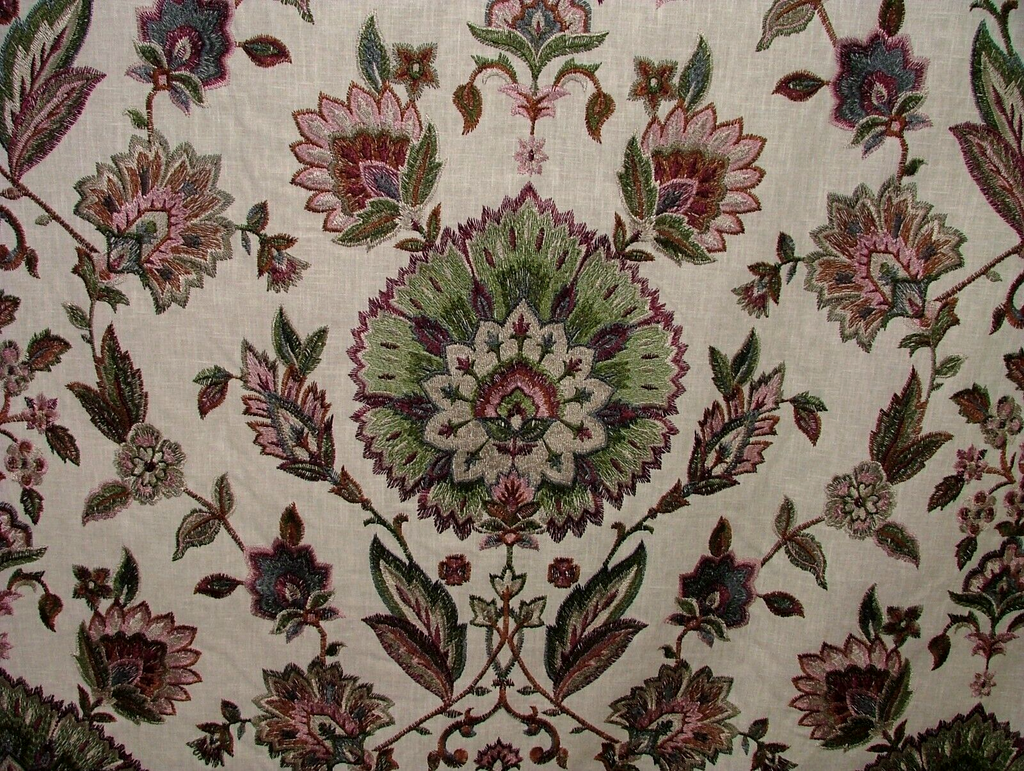 2.2 Metres iLiv Jaipuri Mulberry Embroidered Fabric Curtain Upholstery Cushion